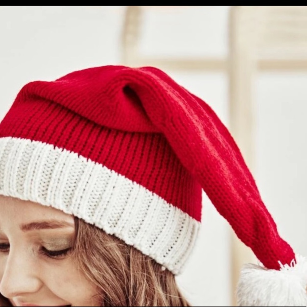 Red and White Christmas Knit Hat